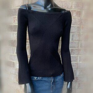 Guess Off the Shoulder Caylee Ribbed Pull Over Sweater Sz S  NWT